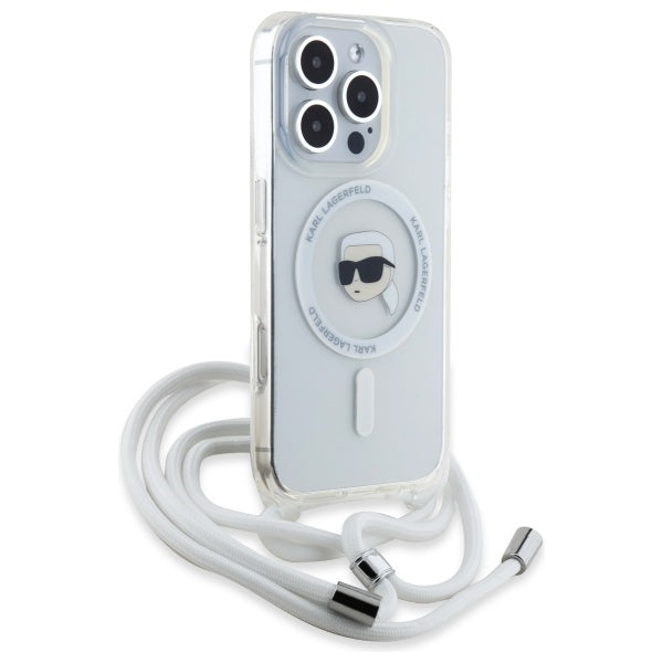 MagSafe Case for Apple iPhone 16 Pro Max, Karl Lagerfeld, IML Crossbody Karl's Head, Transparent