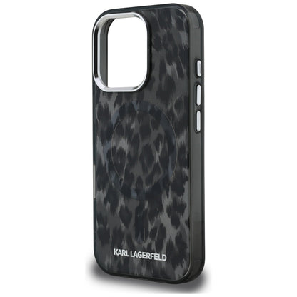 MagSafe Case for Apple iPhone 16 Pro Max, Karl Lagerfeld, IML Leopard Pattern, Black