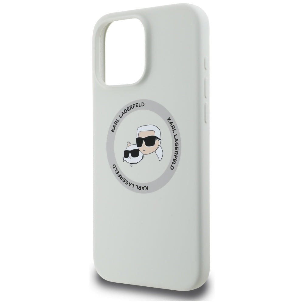 MagSafe Case for Apple iPhone 16 Pro Max, Karl Lagerfeld, Silicone Karl & Choupette's Heads, Beige