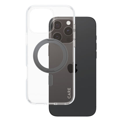 Pouzdro MagSafe pro Apple iPhone 16 Pro Max, PanzerGlass, s funkcí stojánku, černě průhledné