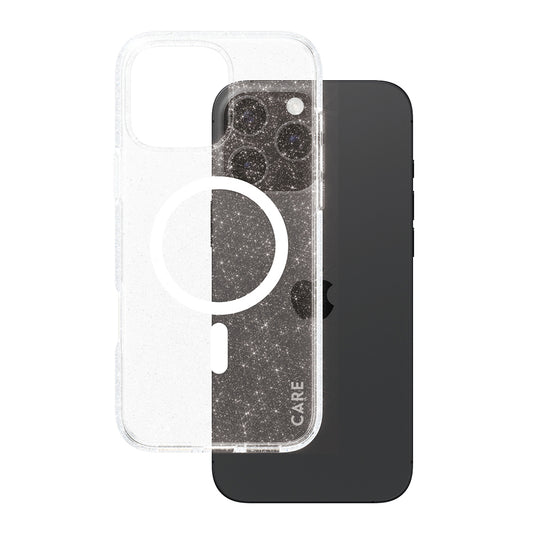 Pouzdro MagSafe pro Apple iPhone 16 Pro Max, PanzerGlass, Care Urban Combat Star Lit, Bílá Transparentní