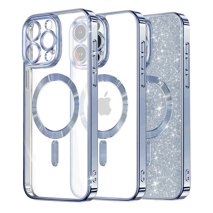 MagSafe Case for Apple iPhone 16 Pro Max, Techsuit, Luxury Glitter, Blue