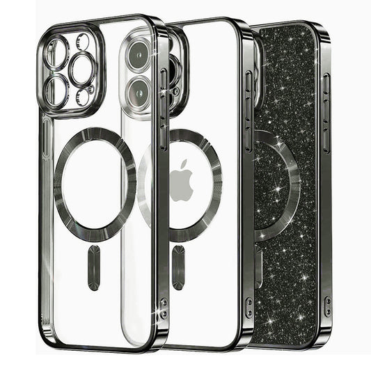 MagSafe pouzdro pro Apple iPhone 16 Pro Max, Techsuit, Luxury Glitter, Černé