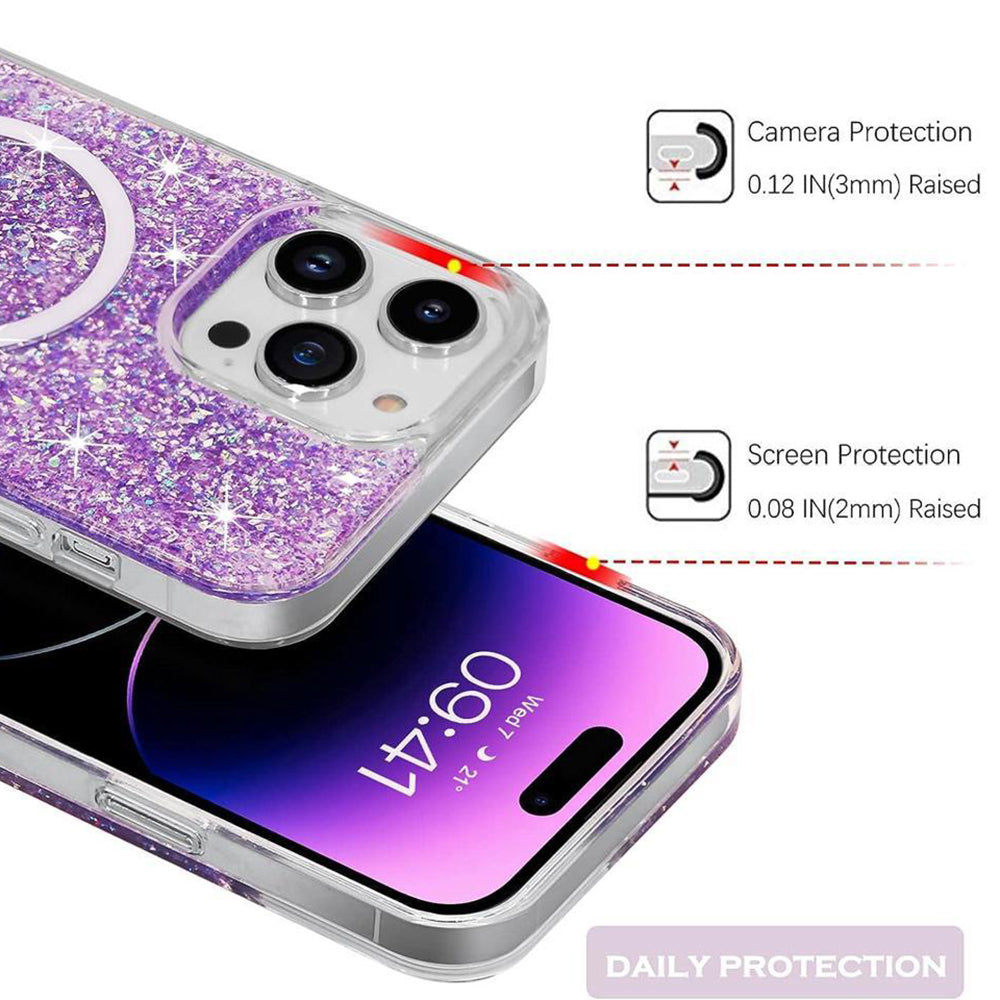 MagSafe pouzdro pro Apple iPhone 16 Pro Max, Techsuit, Třpytivý třpyt, Fialová