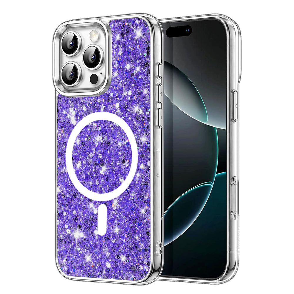 MagSafe pouzdro pro Apple iPhone 16 Pro Max, Techsuit, Třpytivý třpyt, Fialová