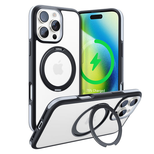 Pouzdro MagSafe pro Apple iPhone 16 Pro Max, Torras, Ostand R Fusion, Černá