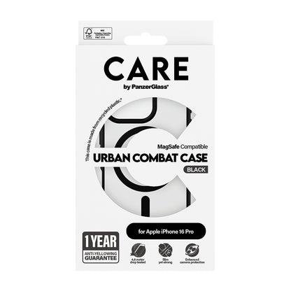 Pouzdro MagSafe pro Apple iPhone 16 Pro, PanzerGlass, Care Urban Combat, Černě průhledné