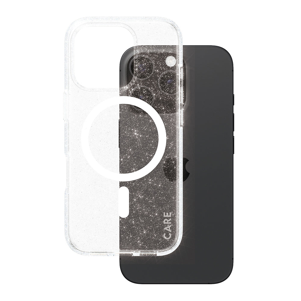 Pouzdro MagSafe pro Apple iPhone 16 Pro, PanzerGlass, Care Urban Combat Star Lit, Bílá Transparentní