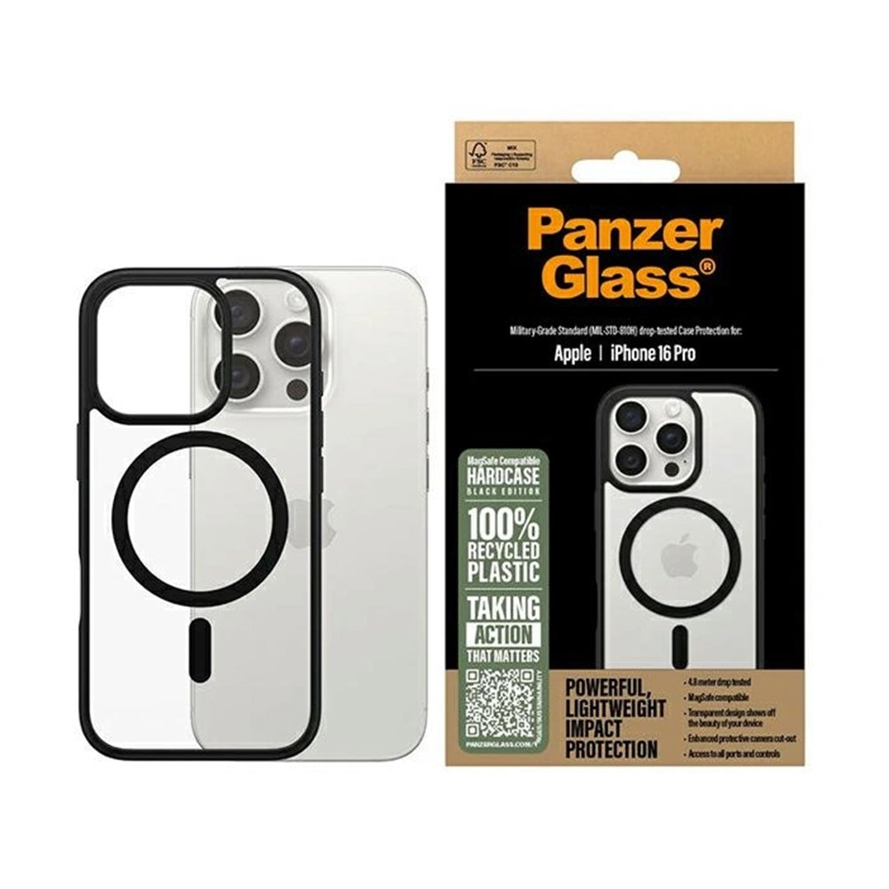 Pouzdro MagSafe pro Apple iPhone 16 Pro, PanzerGlass, Frame, Černá Transparentní