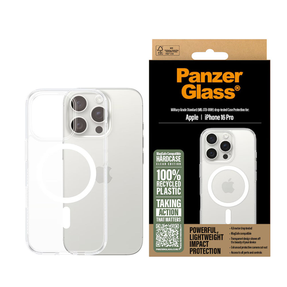 Pouzdro MagSafe pro Apple iPhone 16 Pro, PanzerGlass, HardCase, Bílá Transparentní