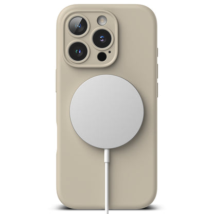 MagSafe pouzdro pro Apple iPhone 16 Pro, Ringke, silikonové, krémové