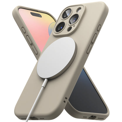 MagSafe pouzdro pro Apple iPhone 16 Pro, Ringke, silikonové, krémové
