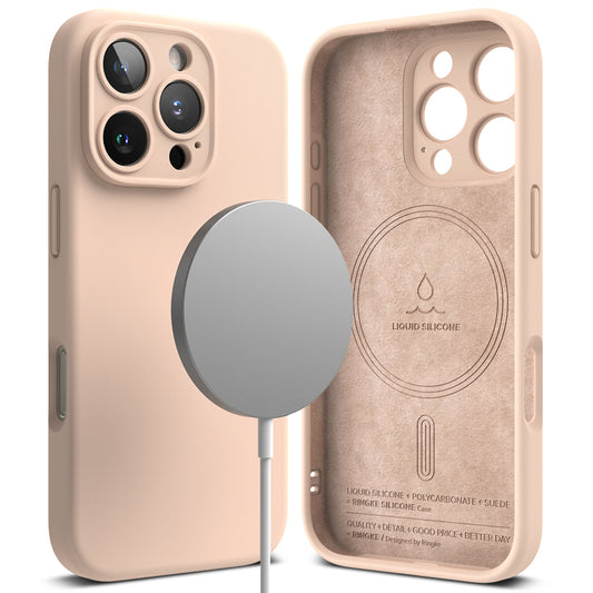MagSafe pouzdro pro Apple iPhone 16 Pro, Ringke, silikonové, růžové