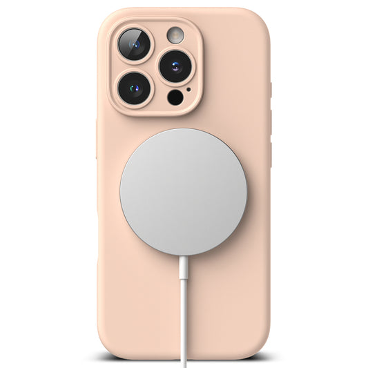 MagSafe pouzdro pro Apple iPhone 16 Pro, Ringke, silikonové, růžové
