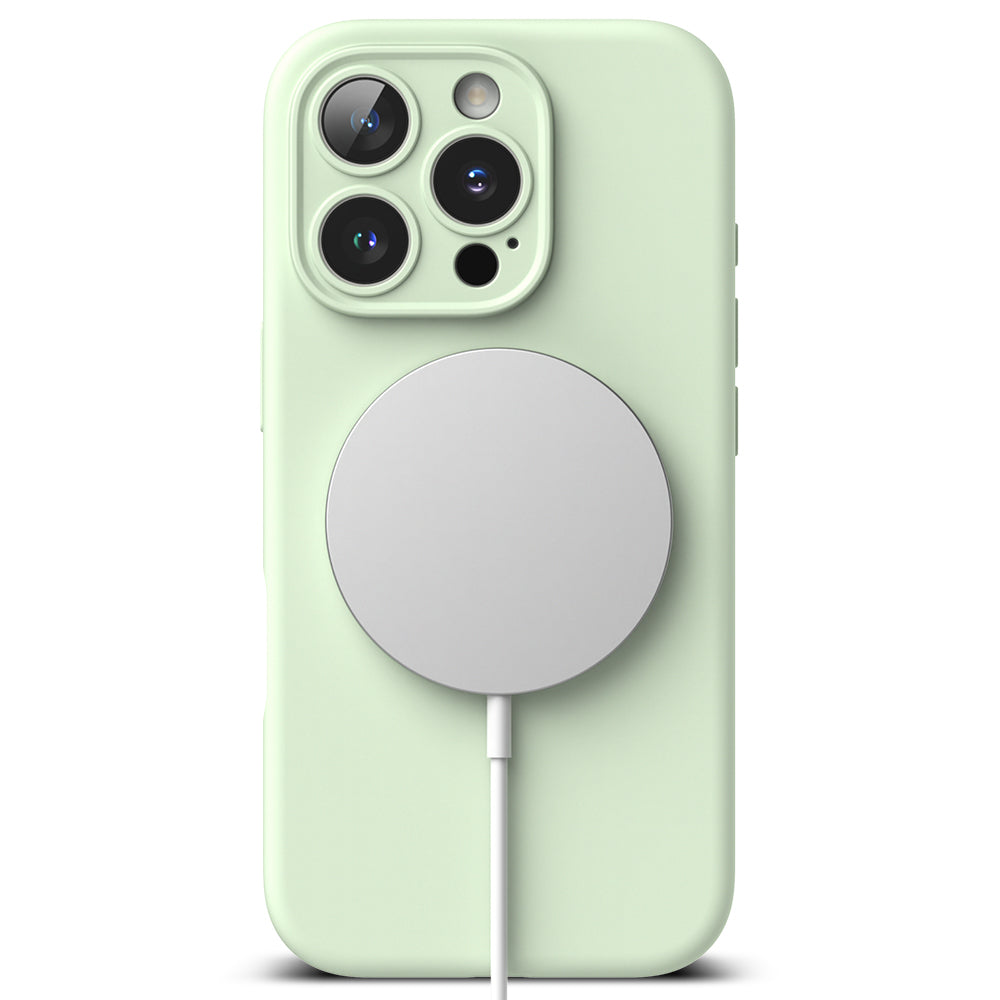 MagSafe pouzdro pro Apple iPhone 16 Pro, Ringke, silikonové, světle zelené