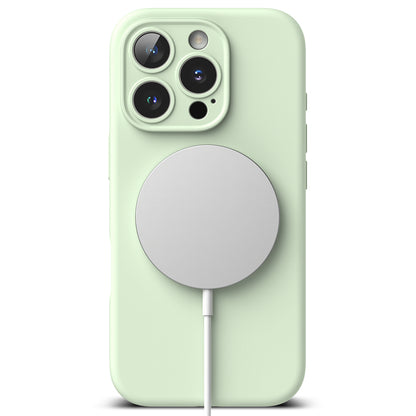 MagSafe pouzdro pro Apple iPhone 16 Pro, Ringke, silikonové, světle zelené