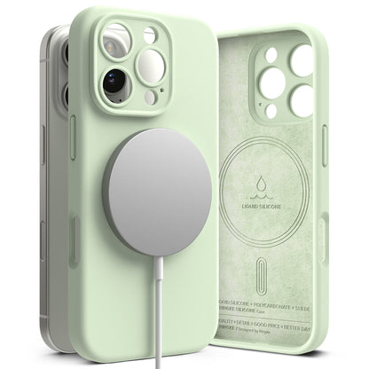 MagSafe pouzdro pro Apple iPhone 16 Pro, Ringke, silikonové, světle zelené