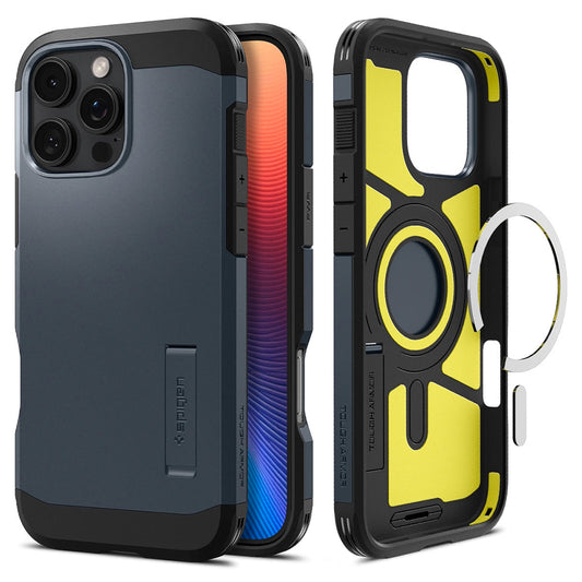 Pouzdro MagSafe pro Apple iPhone 16 Pro, Spigen, Tough Armor, Modrá ACS08147