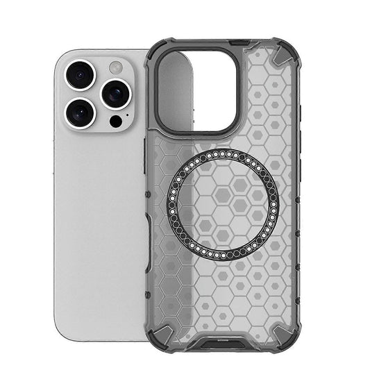 MagSafe Case for Apple iPhone 16 Pro, Techsuit, HoneyComb Shield, Black