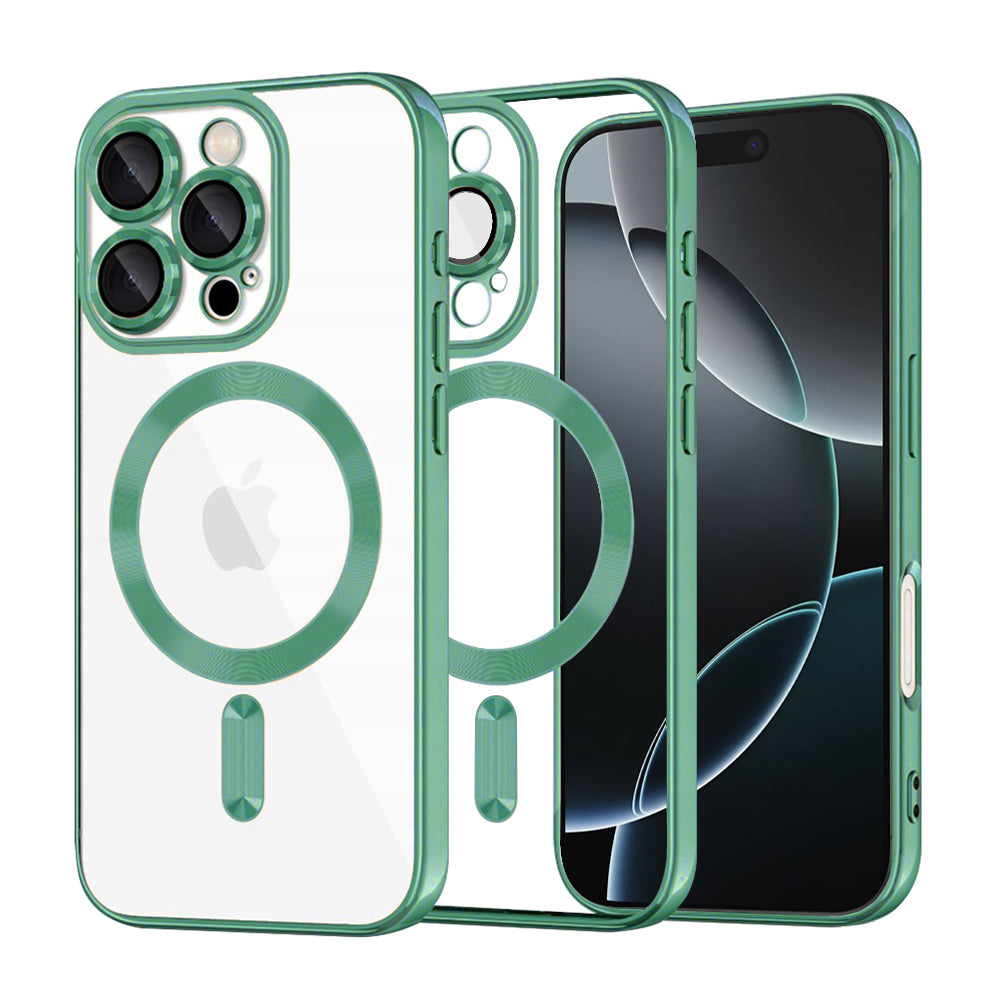 MagSafe Case for Apple iPhone 16 Pro, Techsuit, Luxury Crystal, Light Green