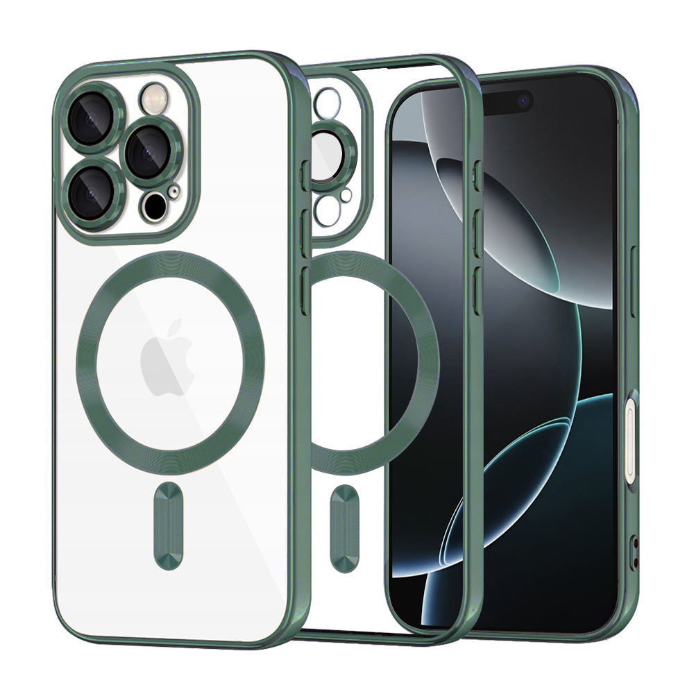 MagSafe Case for Apple iPhone 16 Pro, Techsuit, Luxury Crystal, Dark Green