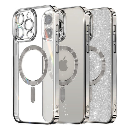 MagSafe pouzdro pro Apple iPhone 16 Pro, Techsuit, Luxury Glitter, Stříbrné
