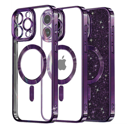 MagSafe Case for Apple iPhone 16 Pro, Techsuit, Luxury Glitter, Dark Purple