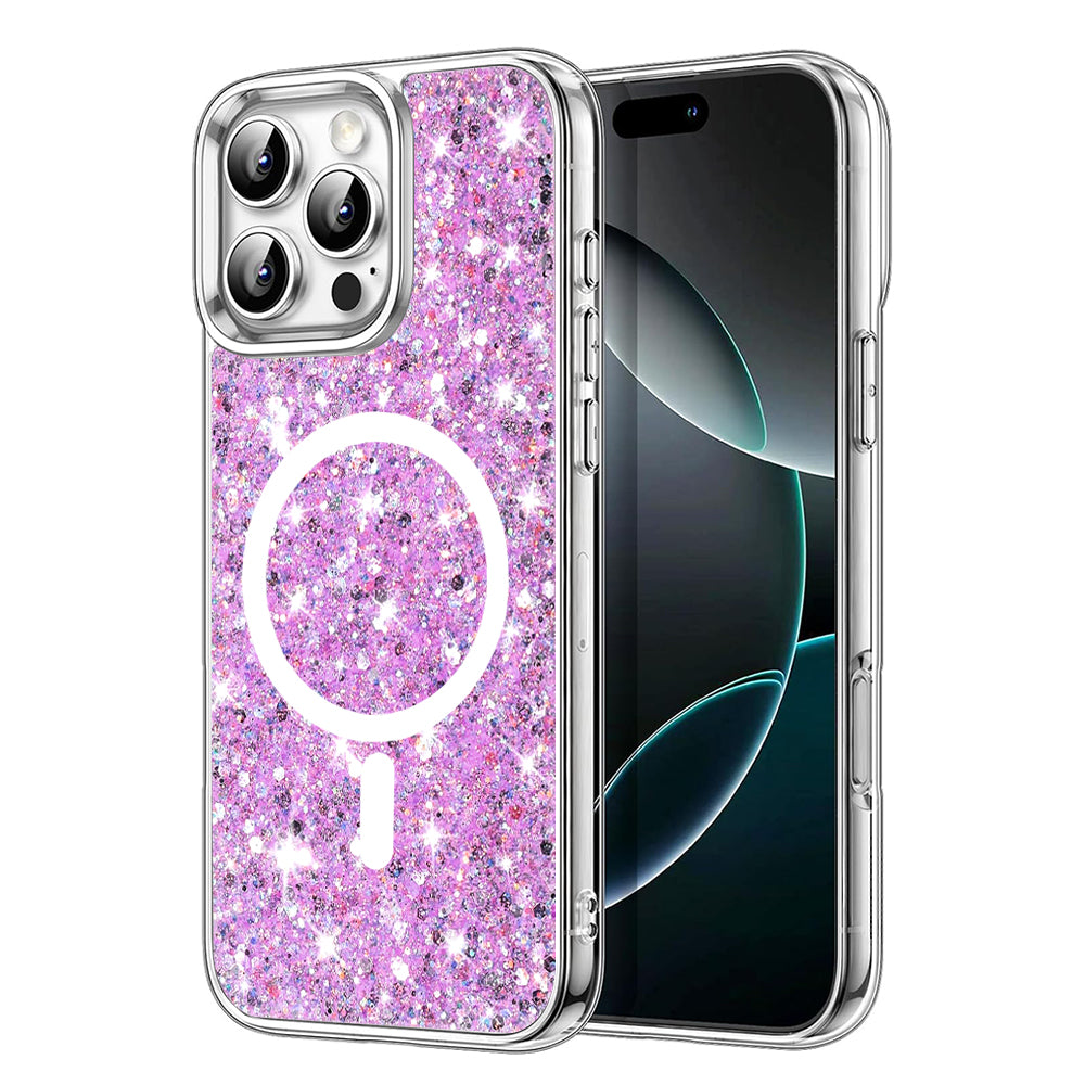 MagSafe pouzdro pro Apple iPhone 16 Pro, Techsuit, Třpytivý třpyt, Magenta