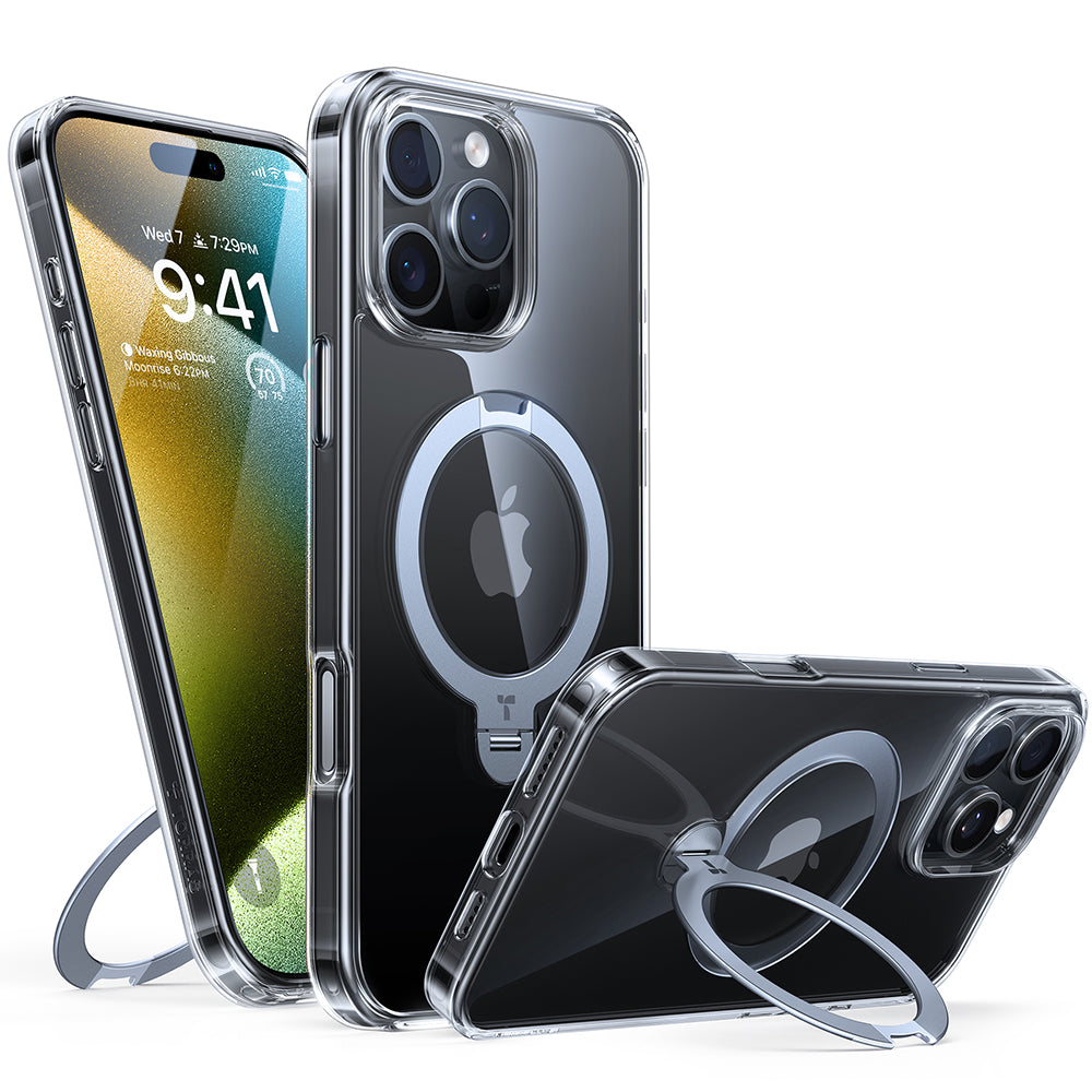 Pouzdro MagSafe pro Apple iPhone 16 Pro, Torras, Ostand Spin, Průhledné