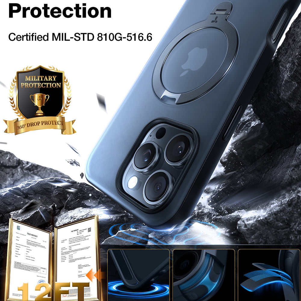 Pouzdro MagSafe pro Apple iPhone 16 Pro, Torras, Ostand Spin, Průhledné