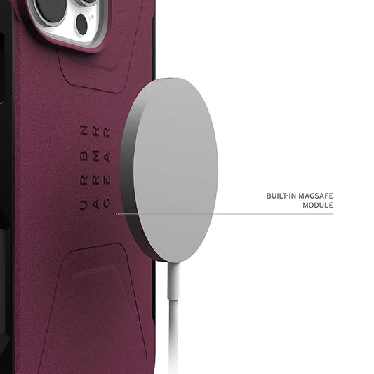MagSafe Case for Apple iPhone 16 Pro, Urban Armor Gear, Civilian, Burgundy