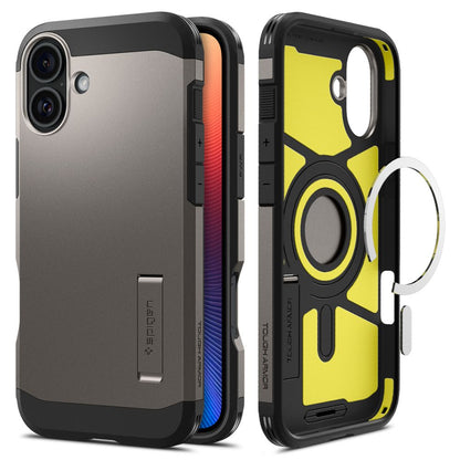 Pouzdro MagSafe pro Apple iPhone 16, Spigen, Tough Armor, Šedé
