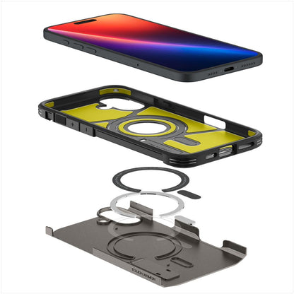Pouzdro MagSafe pro Apple iPhone 16, Spigen, Tough Armor, Šedé