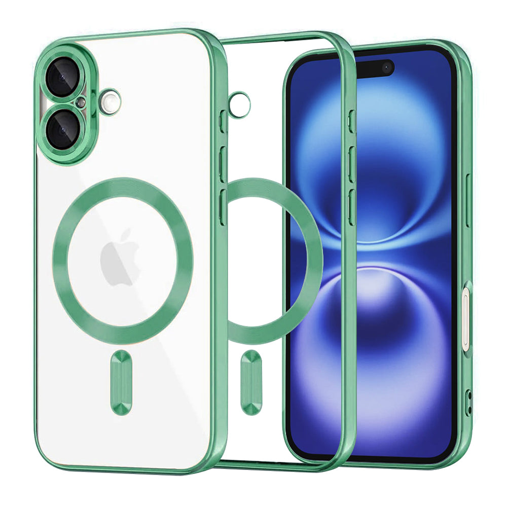 MagSafe Case for Apple iPhone 16, Techsuit, Luxury Crystal, Light Green
