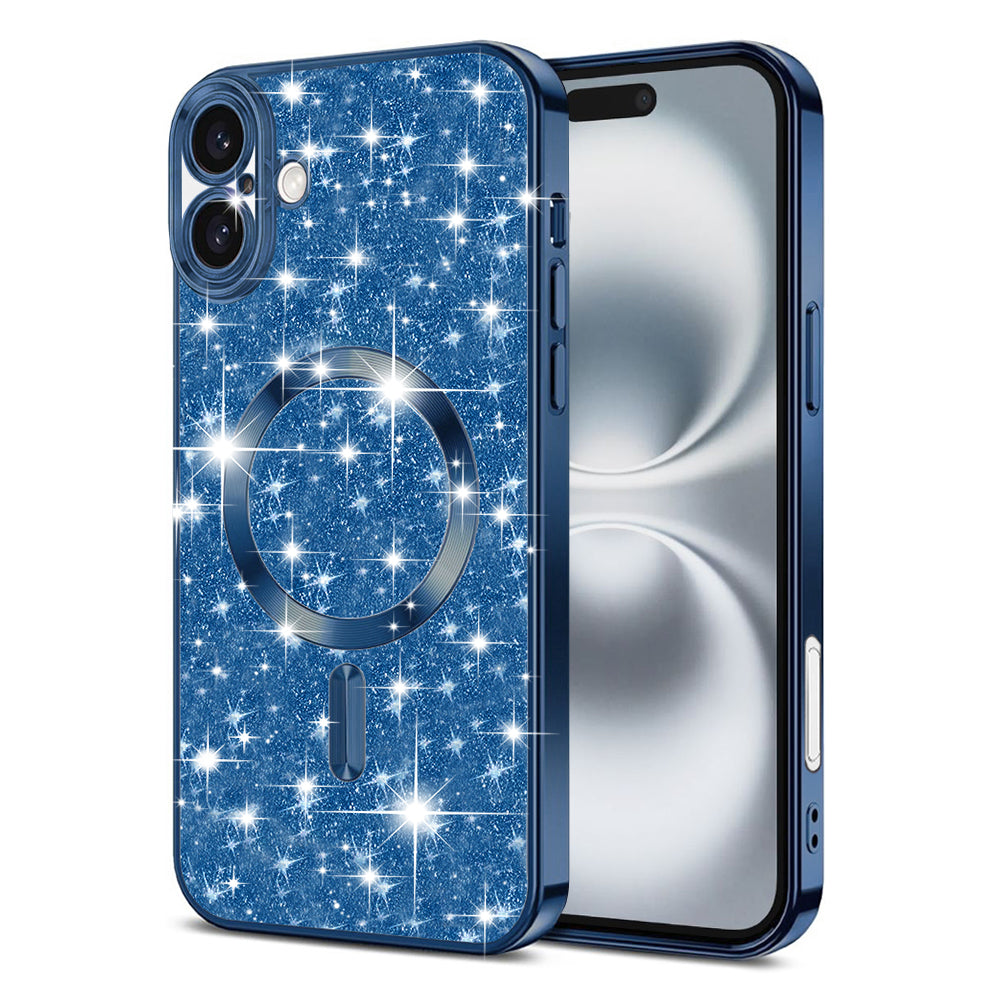 MagSafe pouzdro pro Apple iPhone 16, Techsuit, Luxury Glitter, Tmavě modrá