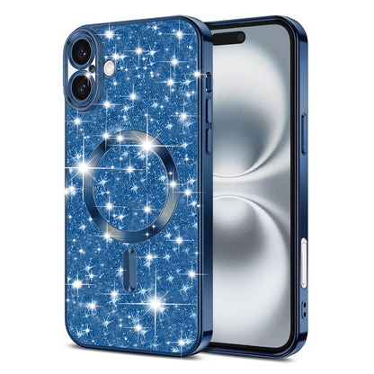 MagSafe pouzdro pro Apple iPhone 16, Techsuit, Luxury Glitter, Tmavě modrá