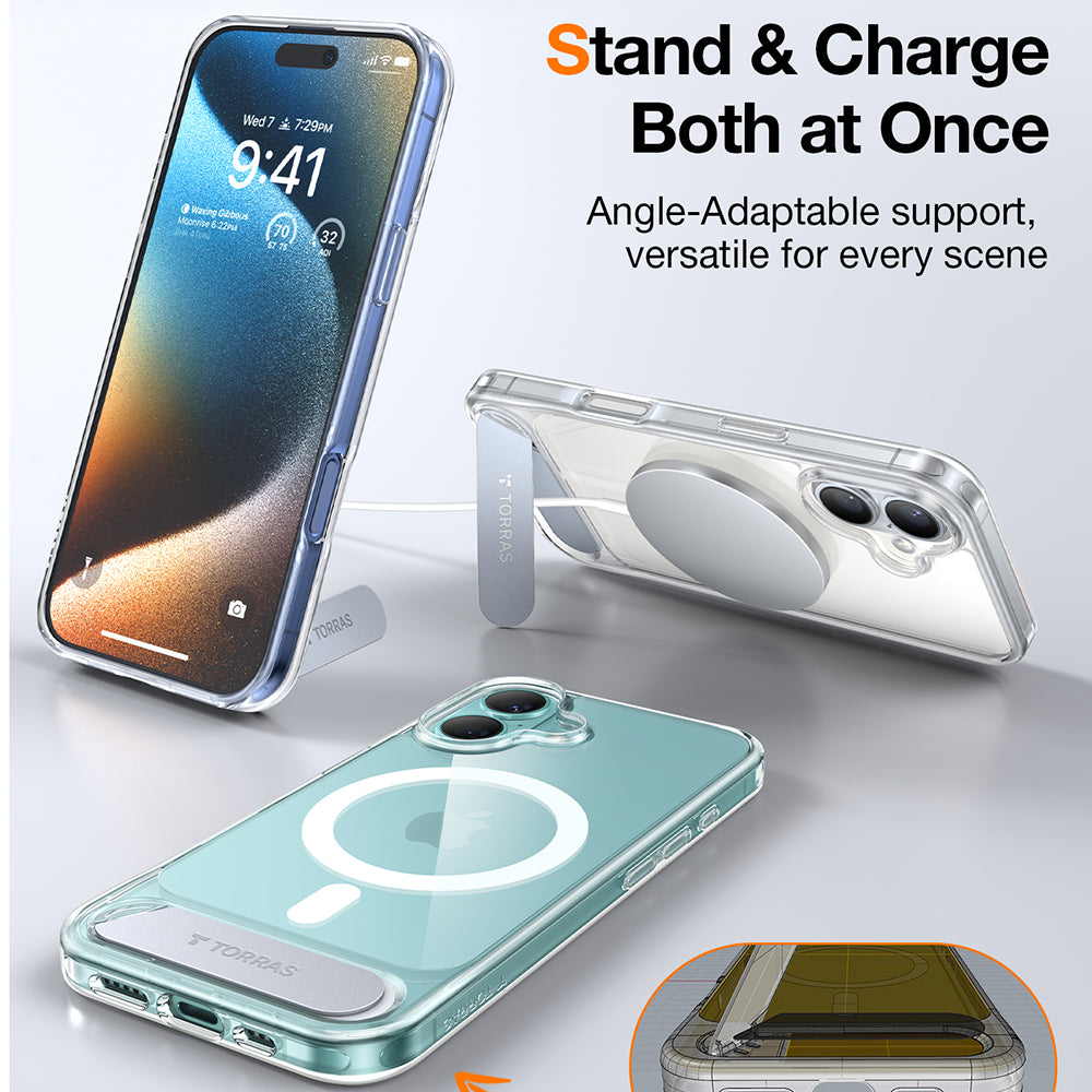 Pouzdro MagSafe pro Apple iPhone 16, Torras, Pstand, Průhledné