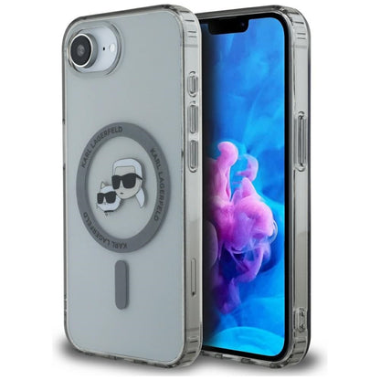 Pouzdro MagSafe pro Apple iPhone 16e, Karl Lagerfeld, IML Metal Karl & Choupette's Heads, Černá