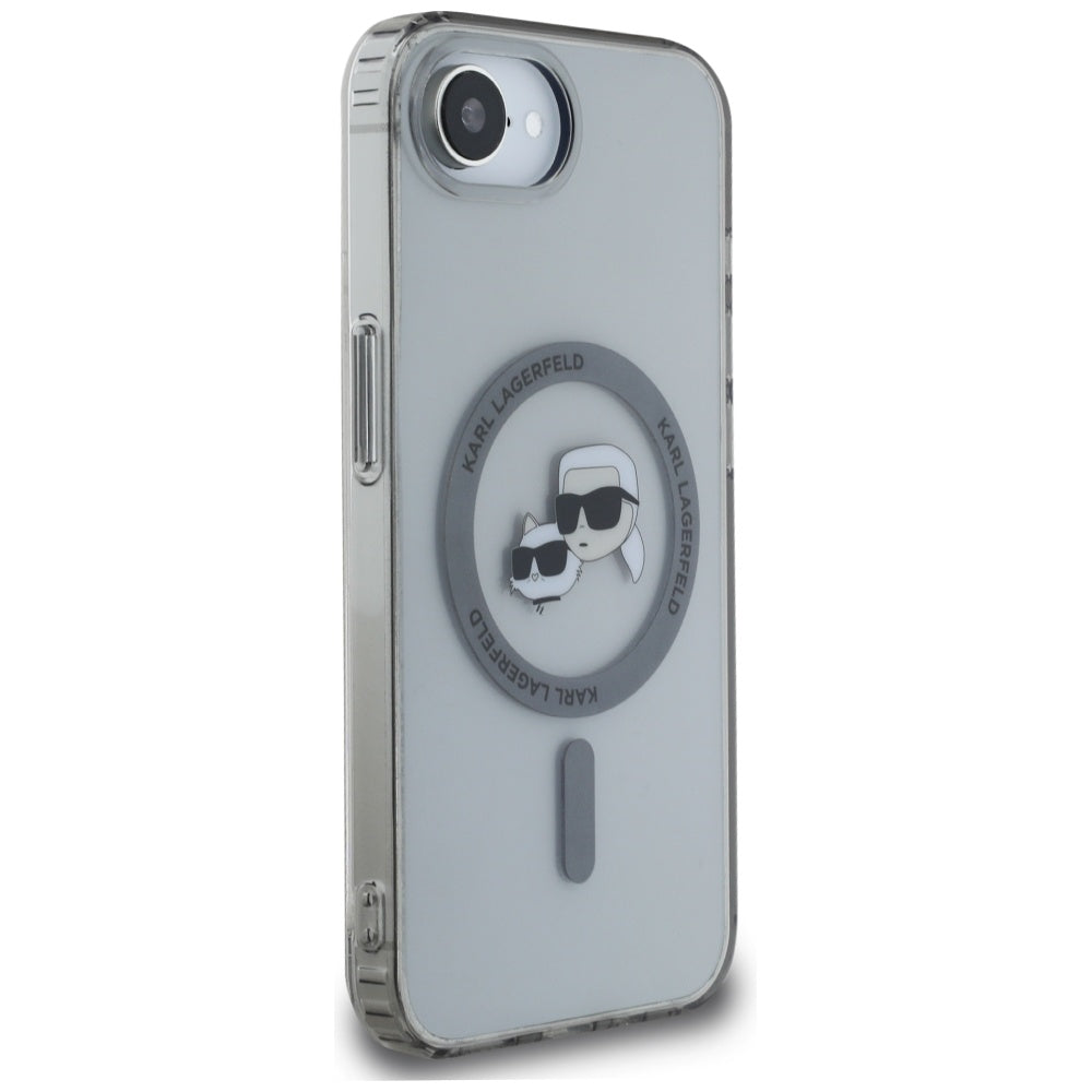 Pouzdro MagSafe pro Apple iPhone 16e, Karl Lagerfeld, IML Metal Karl & Choupette's Heads, Černá