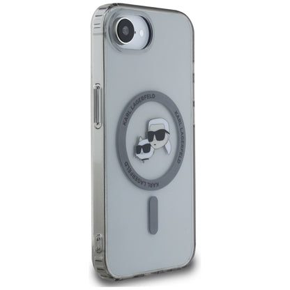 Pouzdro MagSafe pro Apple iPhone 16e, Karl Lagerfeld, IML Metal Karl & Choupette's Heads, Černá