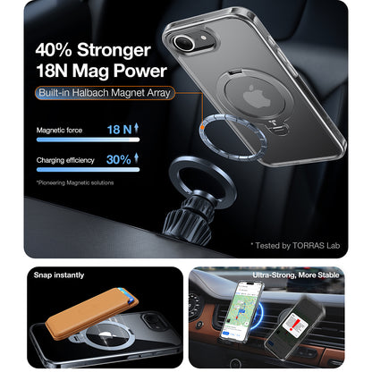 Pouzdro MagSafe pro Apple iPhone 17e / 16e, Torras, Ostand Spin, Průhledné