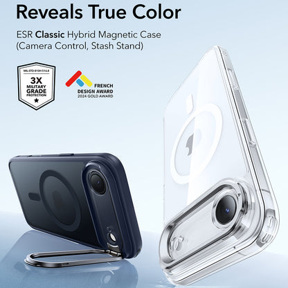 Pouzdro MagSafe pro Apple iPhone 17 Air, ESR, Classic Hybrid Kickstand, Saténově modrá