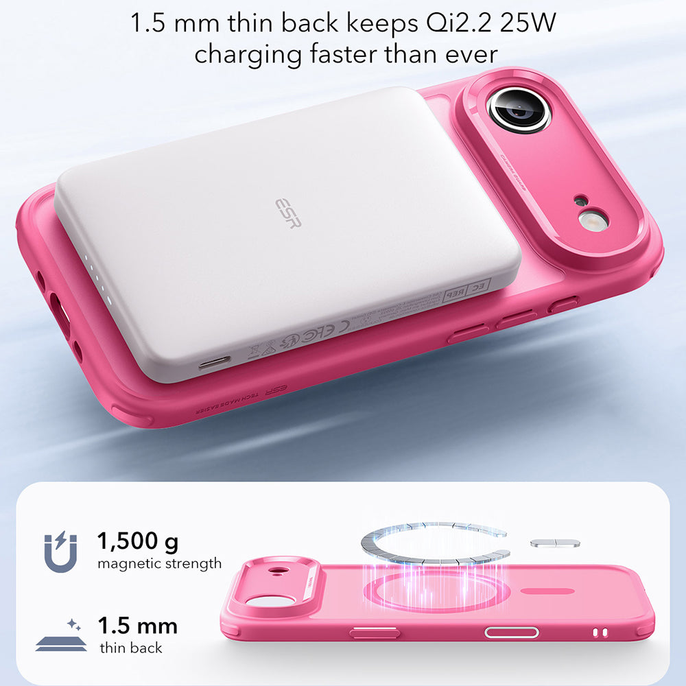 Pouzdro MagSafe pro Apple iPhone 17 Air, ESR, Classic Hybrid, Saténově růžová