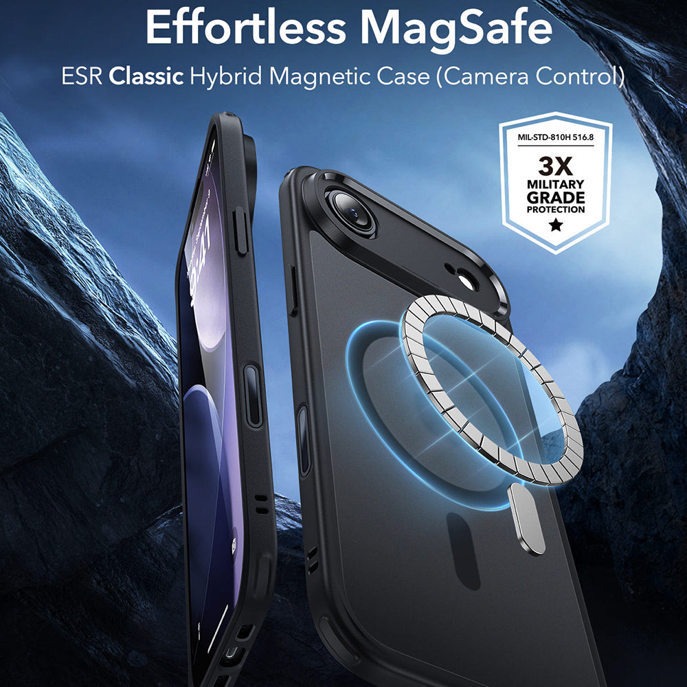 Pouzdro MagSafe pro Apple iPhone 17 Air, ESR, Classic Hybrid, Saténově černé