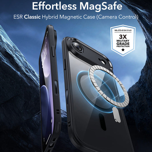 Pouzdro MagSafe pro Apple iPhone 17 Air, ESR, Classic Hybrid, Černě průhledné