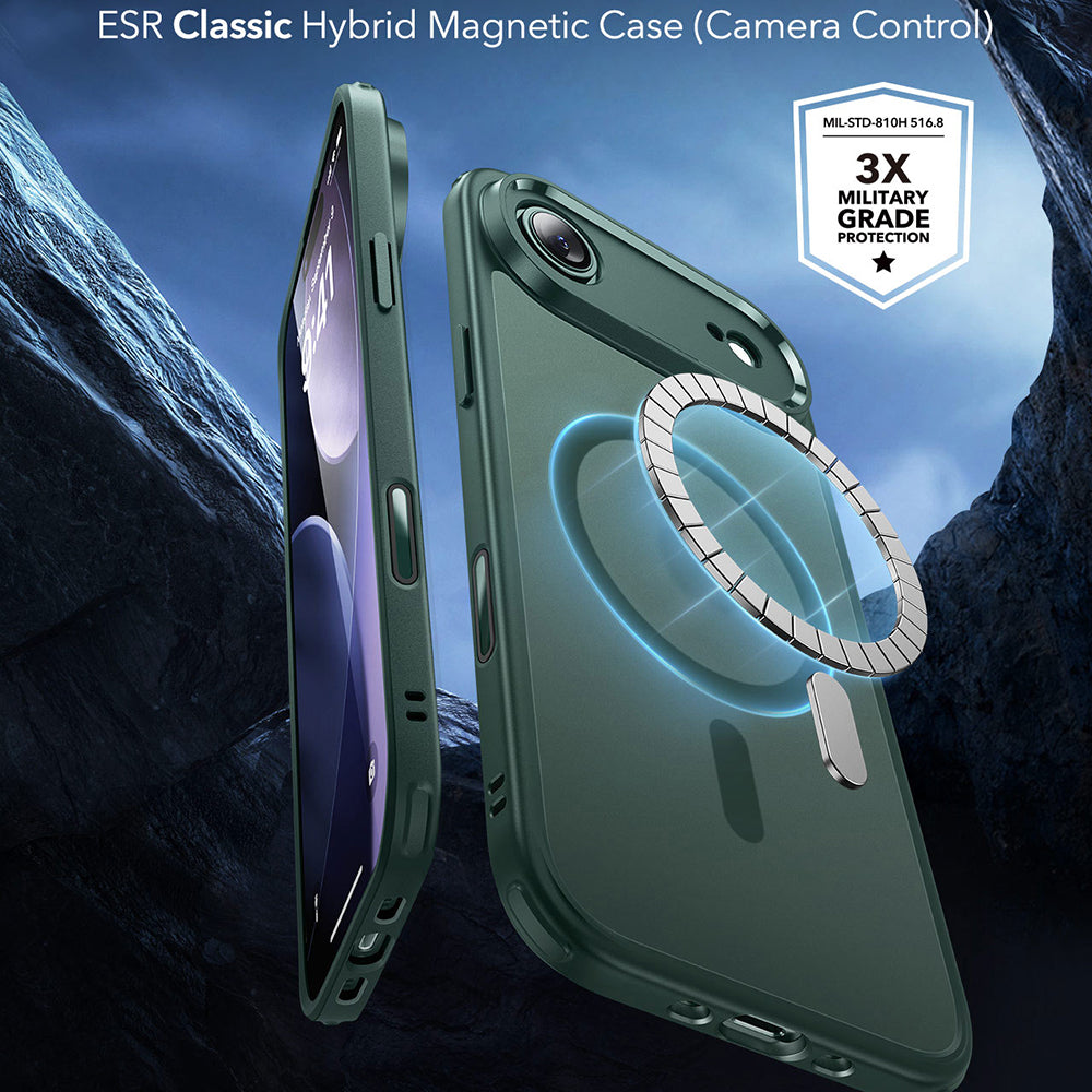 Pouzdro MagSafe pro Apple iPhone 17 Air, ESR, Classic Hybrid, Saténově zelená