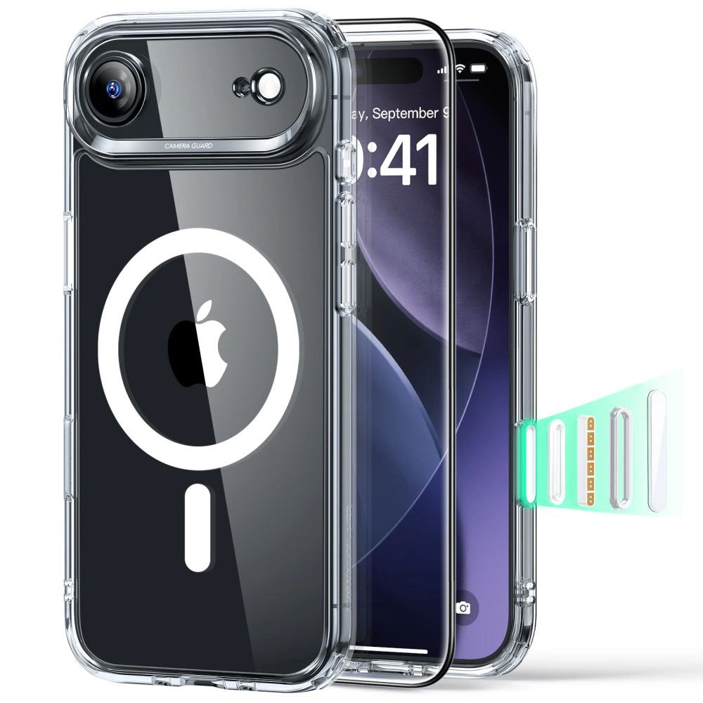 Pouzdro MagSafe pro Apple iPhone 17 Air, ESR, Classic Hybrid se Screen Protector, Průhledné