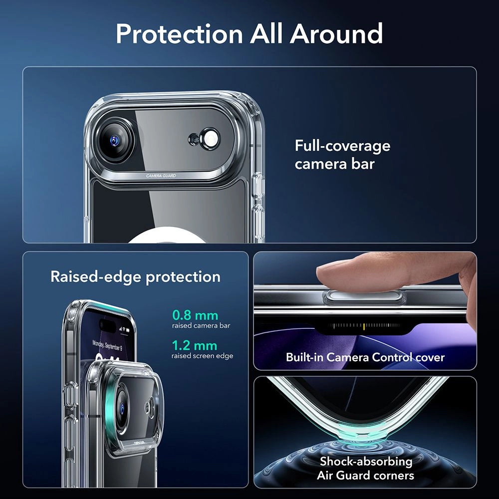 Pouzdro MagSafe pro Apple iPhone 17 Air, ESR, Classic Hybrid se Screen Protector, Průhledné