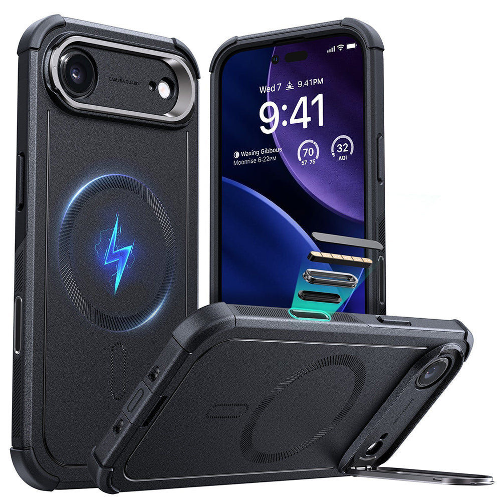 Pouzdro MagSafe pro Apple iPhone 17 Air, ESR, Cyber Armor Kickstand, Černá