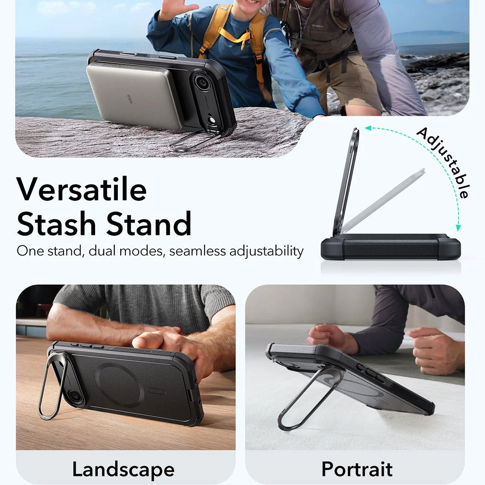 Pouzdro MagSafe pro Apple iPhone 17 Air, ESR, Cyber Armor Kickstand, Černá